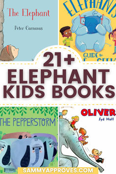 the elephant books for children are shown in four different colors and sizes, with text overlay