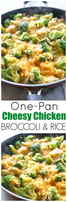 one pan cheesy chicken broccoli and rice casserole is ready to be eaten