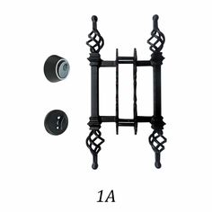 an image of wrought iron door handles and knobs with numbers on the front side