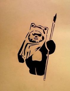 a drawing of a bear holding a flag with a spear in it's hand