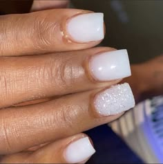 Trendy Birthday Nails Short, Square Nails With Diamonds, Square Acrylic Nails Classy, Short Nails Acrylic White, White Short Nails With Designs, Short Nails Ideas Acrylic, Shorties Acrylic Nails Square, Blue Short Acrylic Nails, Short Nails Acrylic Square