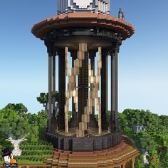 a very tall clock tower sitting in the middle of a forest