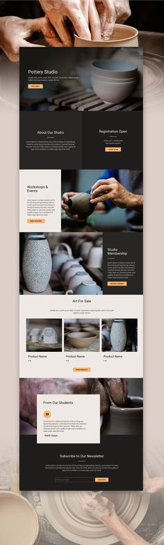 an image of a website design for pottery