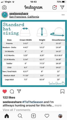 an instagram page showing the size and height of someone's hats on twitter