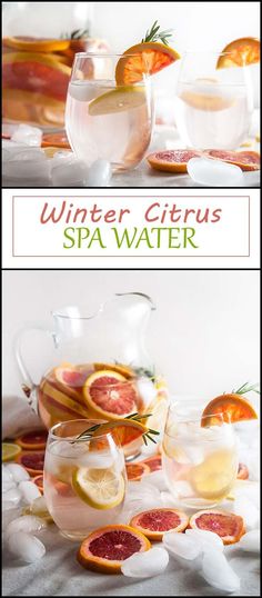 Winter Citrus Spa Water Recipe from www.seasonedsprinkles.com Spa Food Ideas, Spa Foods, Homemade Horchata, Citrus Water, Light Refreshments, Florida Recipes, Vacation Food