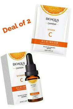 Bioaqua deal of 2 BIOAQUA Vitamin C Face Sheet Mask bioaqua vitamin c brightening & anti-aging serum for face 30 ml( pack of 2 ) Serum For Face, Face Sheet Mask, Baby Soft Skin, Mask Sheet, Best Serum, Aging Serum, Facial Hair Removal