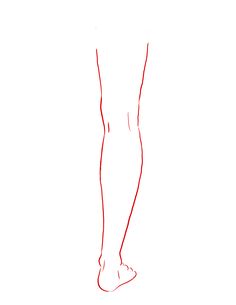 a red line drawing of a person's legs