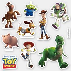 various toy story stickers are shown in this image, including the characters from toy story