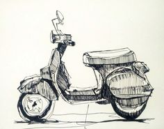 a drawing of a motor scooter is shown