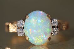 yourgreatfinds Genuine opal and diamond ring...and vintage! Opal And Diamond Ring, Diamond Star Necklace, Almost 30, Black Opal Ring, Small Business Saturday, Diamond Star, Fancy Jewelry, Bling Rings