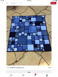 a blue and black rug on the floor with an instagramt for diy home decor's post