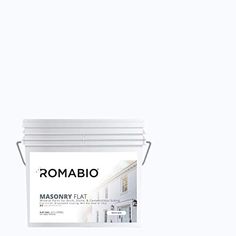 a white paint can with the word roma on it