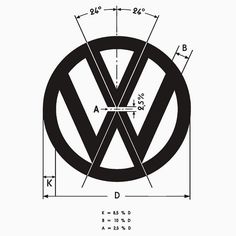 the volkswagen logo is shown in blue and white, as well as measurements for it