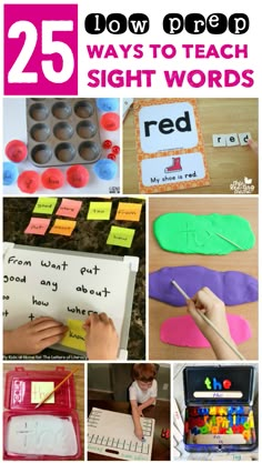 25 ways to teach sight words for kids with pictures on them and the title overlay reads 25 ways to teach sight words