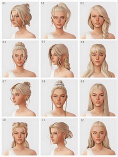 many different hairs styles for females with blonde hair and braids, all in the same style