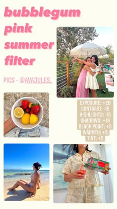 an advertisement for the pink summer filter