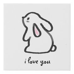 a drawing of a rabbit with the words i love you on it's back