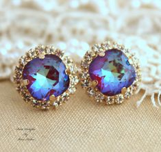 Ultra+Purple+violet+Rhinestone+stud+earringsBridal+by+iloniti,+$45.00 Bridesmaids Earrings, Earrings Real, Earrings Purple, Purple Earrings, Purple Violet, Gift For Woman, Crystal Stud Earrings, Rhinestone Studs, Purple Crystals