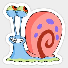 a cartoon snail with big eyes and a smile on it's face