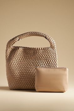 Polyurethane One inner zip pocket Magnetic closure Imported | Woven Faux-Leather Slouchy Bag by Antik Kraft in Beige, Women's, Polyurethane at Anthropologie Slouchy Bag, Pool Bags, Faux Leather Bag, Leather Hobo Bag, Leather Hobo, Blue Bags, Leather Tote Bag, Hobo Bag, Magnetic Closure