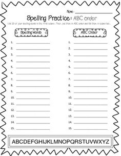 spelling practice sheet with the words spelling practice in black and white, on top of an image