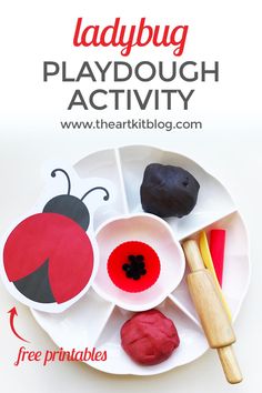 ladybug playdough activity for toddlers with free printables and instructions