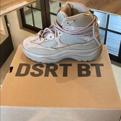 Size 4 Boys, Brand New, Rock Aka Tan Color. Run Small.. Will Fit A 3.5 Shoes Yeezy, New Rock, Yeezy Shoes, Color Run, Lace Patterns, Tan Color, Winter Rain, Hoka Running Shoes, Rain Boots