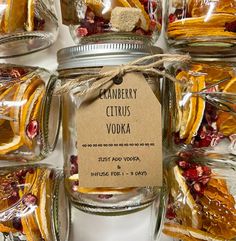 a jar filled with lots of different kinds of food