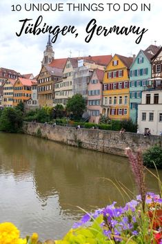 colorful buildings line the river with text overlay that reads 10 unique things to do in tilingen, germany