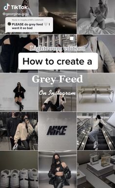 a collage of photos with the words how to create a grey feed on them