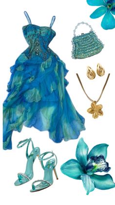 Aquamarine Outfit, Sirens Fashion, Aqua Outfit, Mood Board Fashion Inspiration, Blue Dress Outfits, Sabrina Carpenter Outfits, Sewing Barbie Clothes, Mermaid Outfit, Dress Hairstyles