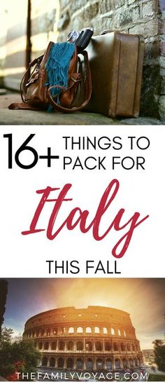 the words, things to pack for italy in front of an image of a roman collage