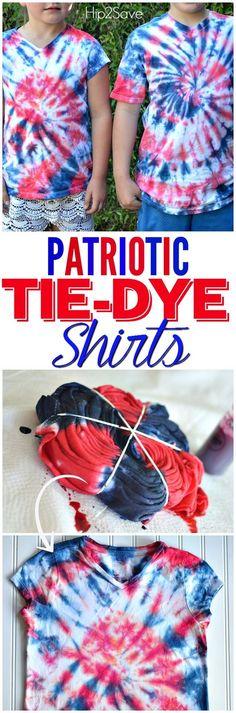 the patriotic tie - dye shirt is made with red, white and blue yarn