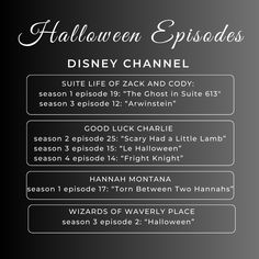 halloween episode disney channel list with text