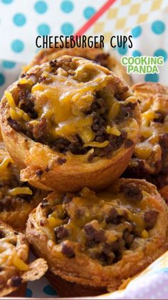 mini cheeseburger muffins stacked on top of each other