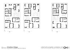 three different floor plans for an apartment complex