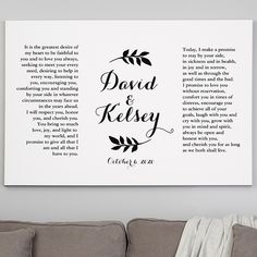 a white canvas with the words david and keley printed on it in black ink