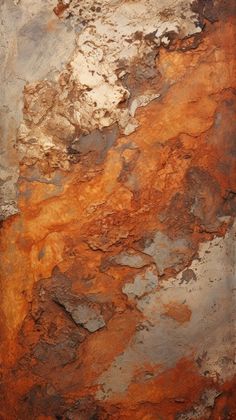 an old rusted metal plate with some paint on it's sides and brown, white, and grey colors