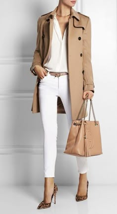 Spring Work Outfits, Tan Bag, Summer Work Outfits, Mode Casual, Womens Clothes, Work Outfits Women, 가을 패션, White Pants, Office Outfits