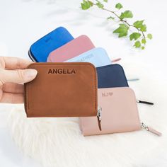 This personalized leather womens wallet effectively downsizes and organizes essentials as needed. Boasting a petite, bag-friendly silhouette, the custom womens wallet holds cards, cash, and change without adding bulk. The smooth-sliding zipper ensures secure storage and complements the genuine leather wallet. Made to last and impress, the carefully packed leather wallet in gorgeous shades can be personalized with a long-lasting custom stamp, creating a one-of-a-kind Christmas gift for her. 🌷🌷 BEAUTY IN DETAILS: *   Durable leather with amazing texture *   Solid all-around zip *   W 4.5" x H 3.4" x D 1" (11.5 x 8.5 x 2.4 cm) *   Bill compartments, 4 card slots, zippered coin pocket *   Closes slim and compact *   Extra pockets for essentials ✔️ PERSONALIZATION For personalization, I use A Customizable Leather Wallets For Everyday, Customizable Leather Wallets, Leather Christmas, Custom Stamp, Womens Wallet, Christmas Gift For Her, Clip Wallet, Genuine Leather Wallets, Custom Stamps