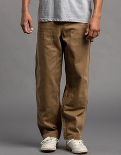 Rsq Twill Utility Pants. Button Waist Paired With Zipper Fly. Double Layer Knee Patches. Back Patch Pockets. Carpenter Pockets On Right Leg. Hammer Loop On Left Leg. 100% Cotton. Machine Wash. Imported. Utility Pants Outfit Men, Mens Utility Pants, Tan Cargo Pants Outfit Men, Painter Pants Outfit Men, Painter Pants Outfit, Khaki Work Pants With Patch Pockets For Streetwear, Dickeys Pants