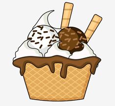 an ice cream sundae with two scoops of ice cream, transparent png