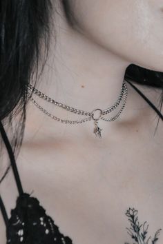 Elven Style, Kalung Choker, Silver Gold Necklace, Double Chain, Star Design, Choker Necklaces