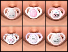 six different images of the same baby pacifier