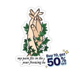 two hands holding each other with the words buy 10 get 50 % off on it