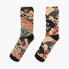 Super soft all-over printed knit socks with extra cushioning in the sole. Suitable for men and women. And another one! Baby Beds, Japanese Socks, Socks Design, Cushion Floor, Upcycled Clothes, Merch Store, Eye Masks, Japanese Patterns, Sock Patterns