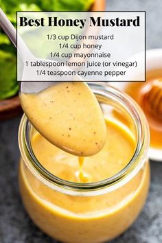 Honey Mustard Recipes, Mustard Recipe, Homemade Sauce Recipes, Resep Salad, Salad Dressing Recipes Homemade, Homemade Condiments, Condiment Recipes, Vegan Mayo, Best Honey