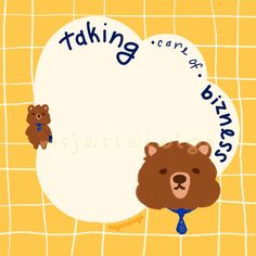 there is a brown bear with a blue tie on it's neck, and the words talking bears can be seen in the background