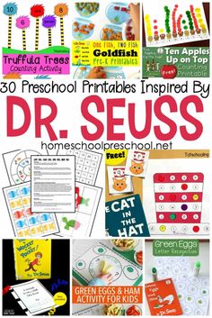 dr seuss's printables and activities for kids to do in the classroom