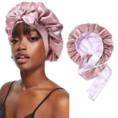 PRICES MAY VARY. 🌷【Double Layer Sleep Bonnet】Double-layer design, soft and comfortable, double-layer hair care, reduce the friction on the hair when sleeping. Front and back can be worn, simple and practical, two different colors to choose from. 🌼【Better Protection For Your Hair】The satin fabric is soft enough to let you sleep comfortably at night. Effectively keeps your hair dry during sleep and prevents tangling and shedding. The silk hair wrap bonnet provides maximum protection for your hai Sleeping Curly Hair, Cap Business, Silk Hair Wrap, Sleep Bonnet, Black Coquette, Silk Sleep Cap, Sleeping Cap, Hair Bonnets, Bonnet Cap